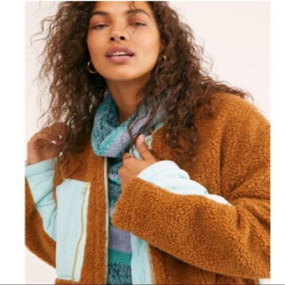 𝑓𝑟𝑒𝑒 𝑝𝑒𝑜𝑝𝑙𝑒 S Rust Rivington Sherpa Faux Shearling Jacket - Picture 12 of 12